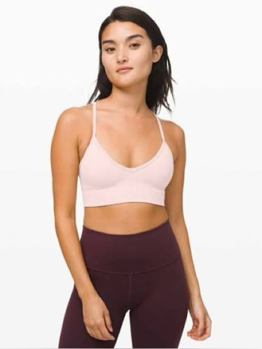 Lululemon athletica ebb to street triangle racer back cross sports bra 6 blush